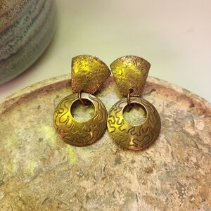 Copper Baer SF Dangle Stud Earrings Stamped Signed